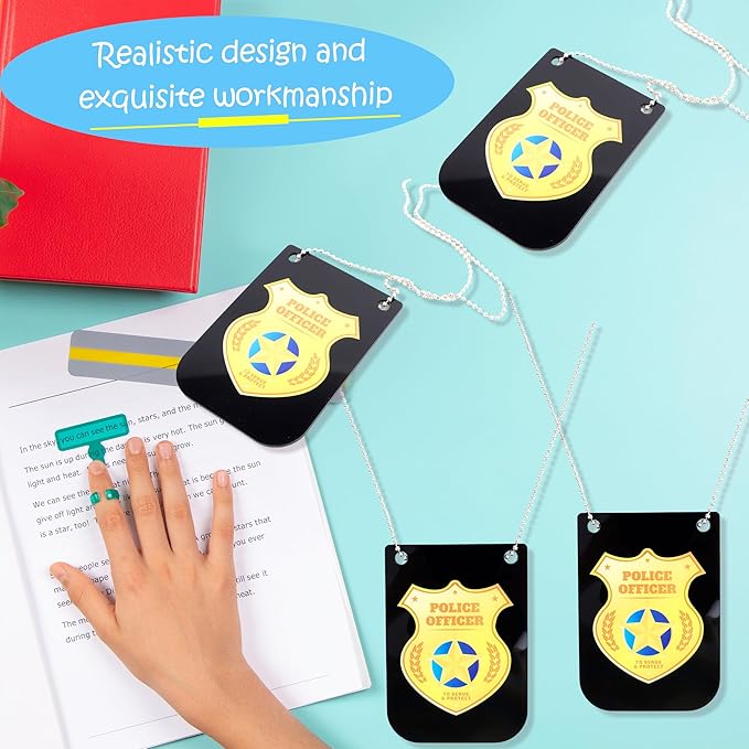 15 Pcs Pretend Play Police Badges Gold Police Badges Necklace Detective Badge Cop Badge with Chain for Accessories Role Play Dress up