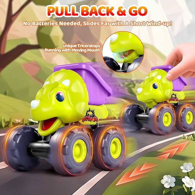 OCATO Dinosaur Monster Trucks for Toddlers 2-4 Years Dinosaur Toys for Kids 2 3 4 5, Kids Toys Boys 3-5 Baby Toddler Boy Toys Gifts Age 2 3 4 Birthday Gifts Xmas
