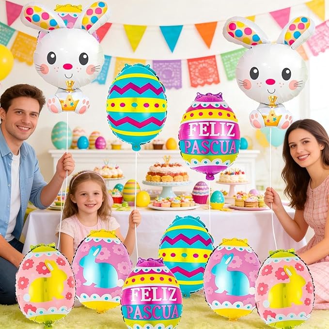Easter Egg Balloons Easter Balloons Easter Bunny Balloons for Party Decorations Supplies and Holiday Celebration