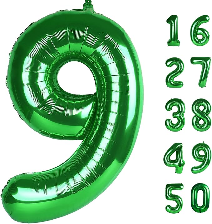 40 Inch Balloon Number 9 Green, Large Foil Green Number Balloons 9 19 29 for Girls Women, Digital 9 Helium Balloons for 90 99 Birthday Party Supplies Anniversary Event Celebration Decorations