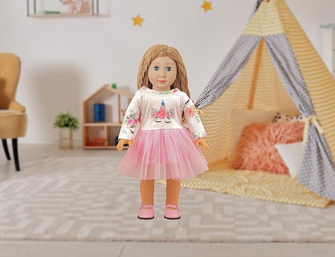 MSYO 10 Sets Doll Clothes for 17 - 18 Inch Dolls, Diverse Outfits (Floral, Polka Dot, Unicorn) & Accessories, Fashion Dress - Up Set for Girl Doll Play & Gifting
