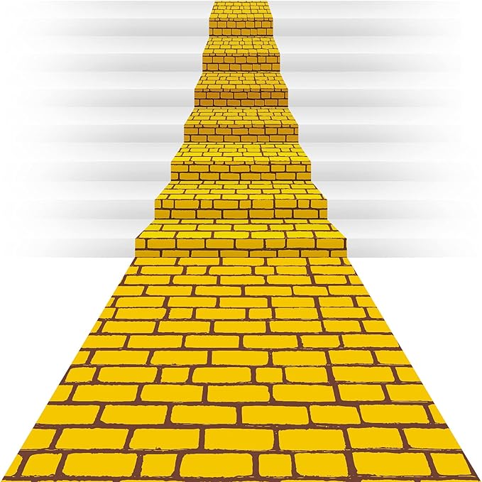 Chuangdi 1 Piece 4.5 x 9 Feet Yellow Brick Costume Wizard Backdrop Princess Decorations Decal Wall Backdrop Brick Wallpaper for Halloween Wizard Princess Cosplay Decorations Supplies