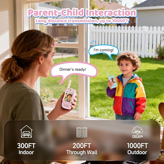 Video Walkie TalkiesToys for Kids Ages 3-12 – Rechargeable USB Two-Way Radios with Camera, 2 Packs Handheld Intercom for Indoor Outdoor Family Games, Camping, Hiking & Birthday Gifts (Pink & Pink)