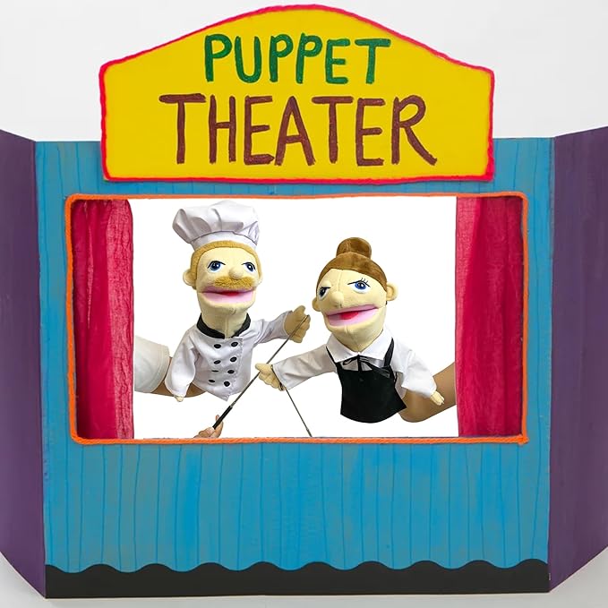 16" Puppets Entriloquist Puppet,Hand Puppets for Kids Plush Chef Puppets for Adults with Removable Mouth Puppet for Kids Ages 4-8，Hand Puppet for Adults with Scalable Puppet Control Rod