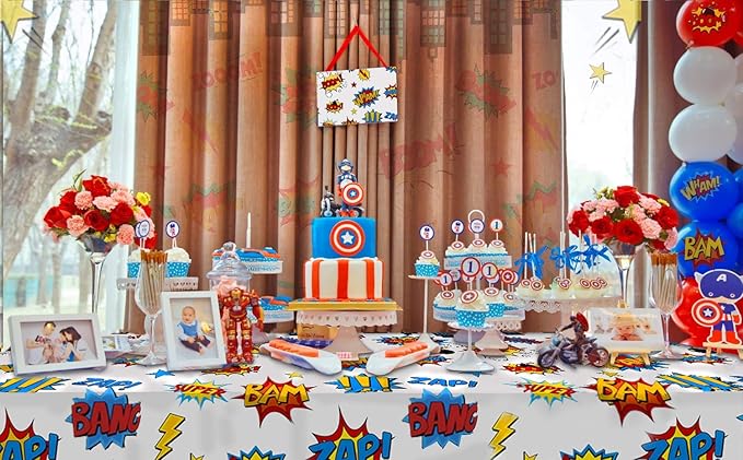 5 Pack Superhero Plastic Table cover,43" x 71" Superhero Tablecloths Party Supplies Decorations