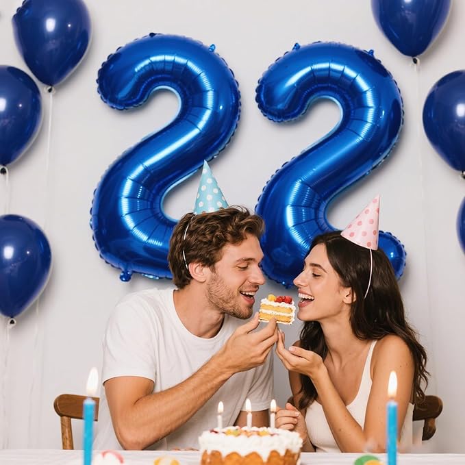 40 Inch Navy blue Number 22 Digital Balloon,Jumbo Mylar Foil Helium Balloon for 22 Balloons for Birthday Party,Wedding Anniversary Party Decorations