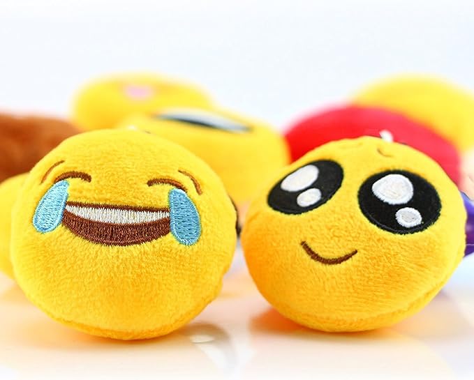 Dreampark Emoticon Party Favors, Emoticon Keychain 100 Pack Mini Plush Carnival Prizes for Kids Birthday Party Supplies Treasure Box School Prize Valentine Day Gifts for Kids Classroom Bulk Toy