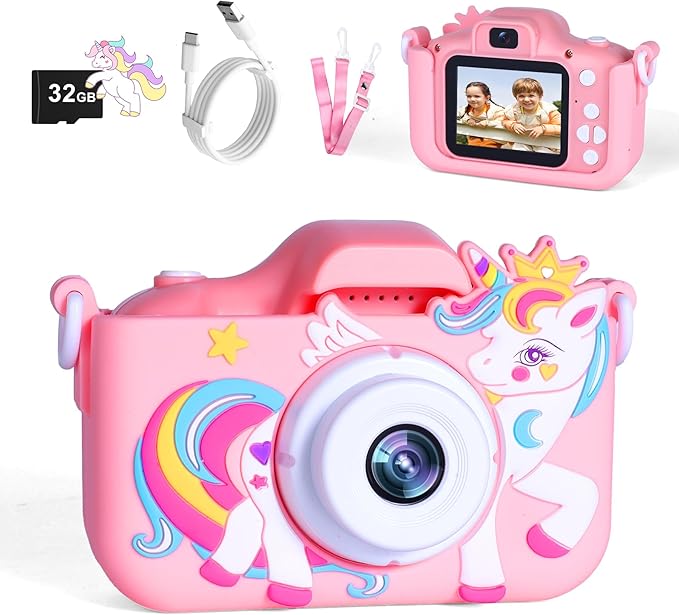 Kids Camera Toys for 3-12 Year Old Boys Girls,Toddler Camera 1080P Birthday Christmas Gifts for Grandkids,Toys for 4 5 6 7 8 9 10 11 Year Old Kids with 32G SD Card