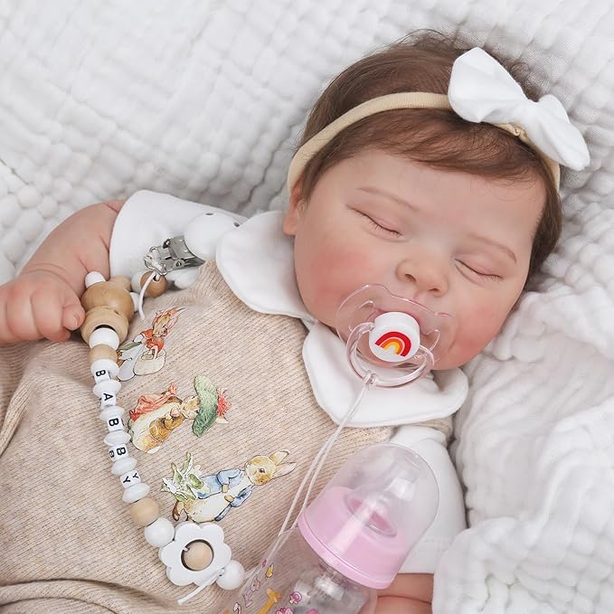 CHAREX Lifelike Reborn Baby Dolls - 22 Inch Sleeping Realistic Newborn Baby Girl with Soft Weighted Cloth Body, Real Life Baby Doll Peaches with Realistic Veins, Doll Gift Set for Kids Age 3+