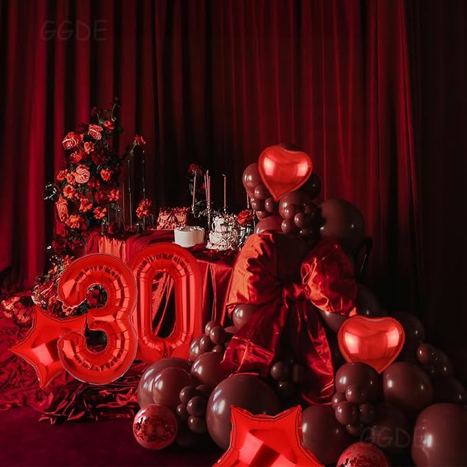 40 Inch Red Number Balloons 30 Mylar Foil Helium Digital Balloon 30th Anniversary Event Celebration 30th Birthday Party Decor Supplies 10 Pcs