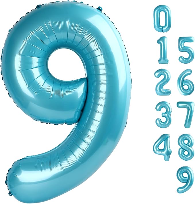 40 Inch Pastel Blue Numbers 9 Balloon, Balloons Decorations for 9 19 90 Birthday Party, Engagement, Wedding, Graduations, Photo Shoot Supplies