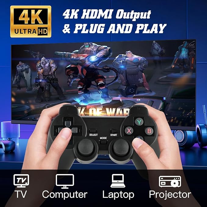 Retro Game Stick Pro 2026 Wireless Gamestick Built-in 20,000+ Plug and Play Retro Video Games, with 18 Classic Simulators, 4K HDMI Game Stickwith 2 Wireless Controllers, Easter Birthday Gift