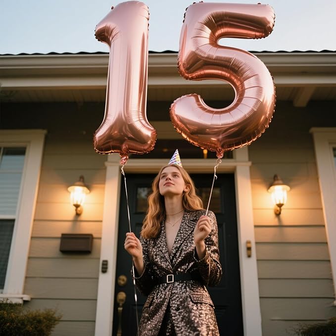 Rose Gold Number 5 Baiioons 40 Inch Number Balloons Giant Jumbo 15 25 50 Foil Mylar Helium Number Digital Balloons Champagne Gold 50 Birthday Party 2025 Anniversary Events Party Decorations
