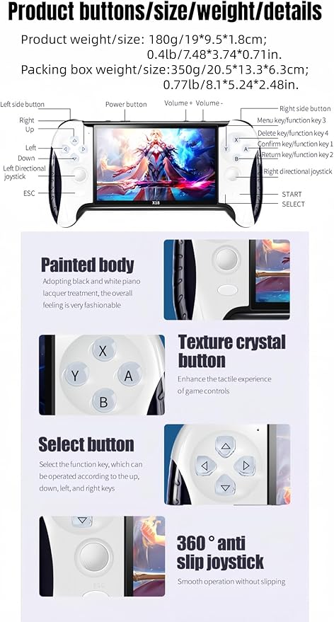 4.3" Portable Video Game Console Creative Controller Design Multiple Emulators MP4/MP3/E-Book TV Output Casual Puzzle Handheld Retro Video Games Birthday