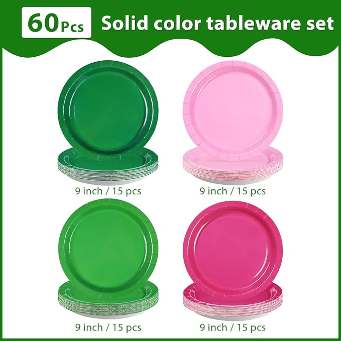 Grencian 60 Pcs Pink and Green Witch Party Decorations Witch Birthday Party Plates Disposable Pink and Green Paper Plates for Valentine’s Day Birthday Bridal Witch Princess Movie Theme Decorations