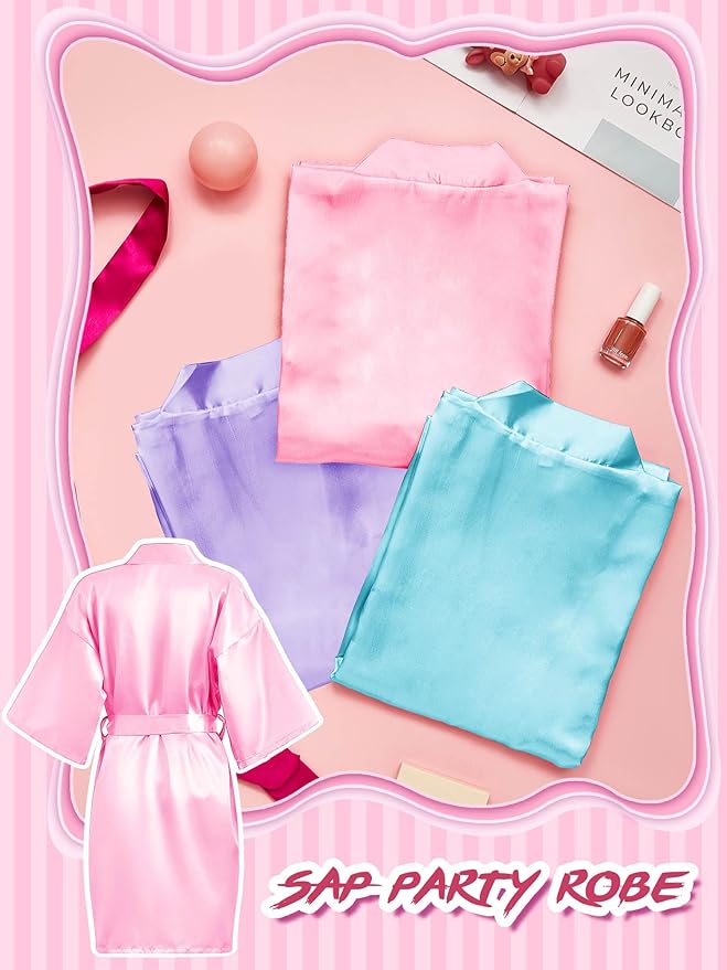 Sintuff 24 Pcs Sleepover Party Supplies for Girls 6 Spa Robes for Girls Slumber Party 6 Tote Bags 6 Headbands 6 Spa Masks