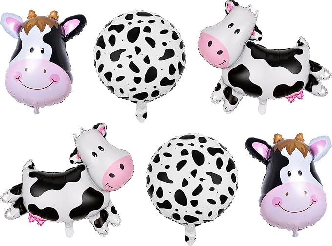Cow Balloons, Holy Cow Im Two Birthday Decorations Girl Cow Print Balloons 2nd Birthday Party for Cow Farm Animal Theme Cowgirl First Birthday Party Supplies