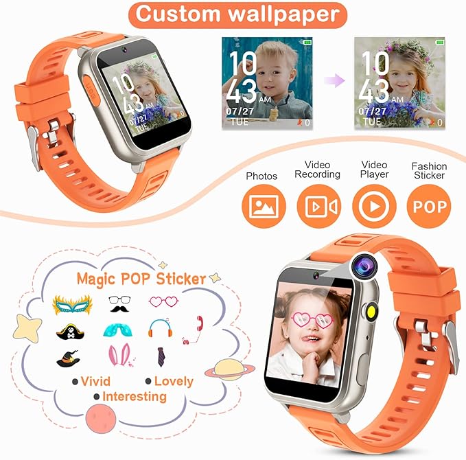 Smart Watch for Kids with 39 Puzzle Games HD Touch Screen Camera Video Music Player Pedometer Alarm Clock Flashlight 12/24 hr Kids Watches Gift for 4-12 Year Old Boys Girls Toys