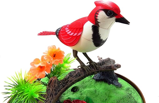 Generic A and E Imports - Singing & Chirping Bird in Cage - Realistic Sounds & Movements (Red), AEIBC507E