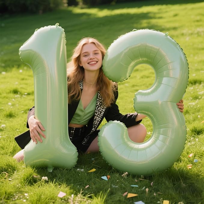 40 Inch Olive Green Balloon Number 3 Balloon,Number Balloons Big Giant Jumbo Number 3 Foil Mylar Balloons for 13th Birthday Party Anniversary Events,Wedding Anniversary Party Decorations