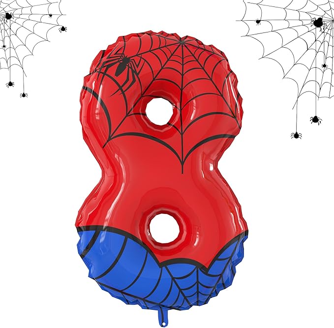 40 Inch Giant Spider Theme Number Foil Balloons - Large Number 8 Balloons for Kids' Birthday Anniversary Party Decorations Supplies (Numbers 0-9 Available)