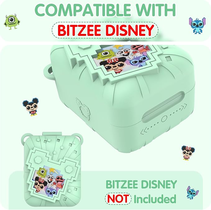 Silicone Case for Bitzee Disney Interactive Toy, Anti-Scratch, Washable, Shockproof Silicone Protective Cover for Bitzee Disney Interactive Toy Accessories with Lanyard - Mint Green