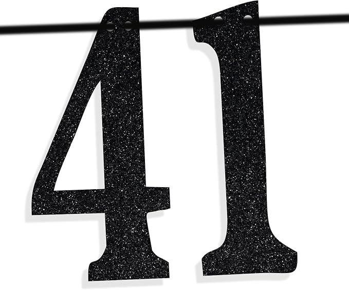 Black Glitter Look at You Turning 41 & Sh*t Banner, Happy 41st Birthday/Level 41 Unlocked/Cheers to 41 Years, Funny 41st Birthday Party Decorations Supplies