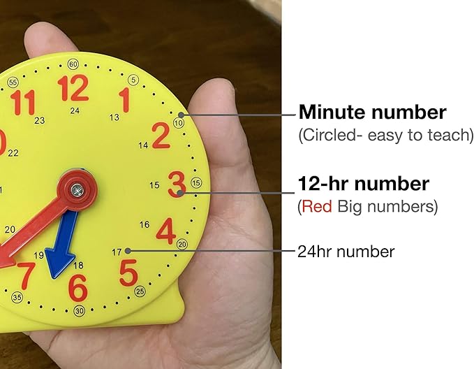 Learning Clock for Kids, Student Learning Clocks Teaching Time 12/24 Hours Geared Clock 4+Years Seller