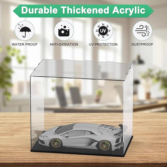 Clear Acrylic Display Case, 12 x 8 x 10 Inch Assemble Clear Acrylic Display Box Dustproof for Action Figures/Model/Statues/Collectibles/Doll/Toys/Home Storage
