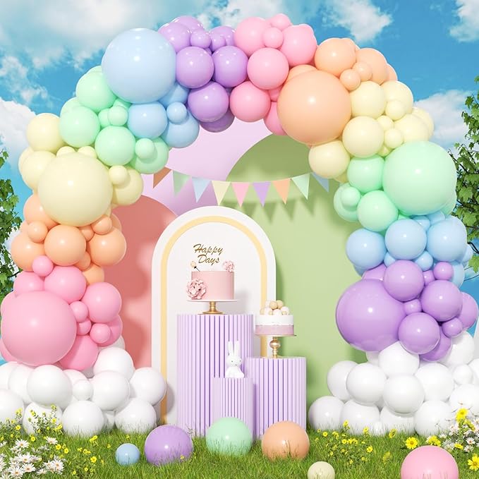 426Pcs Pastel Balloon Arch Kit - 7 Macaron Assorted Colors Balloon Garland Kit for Birthday Party Kids Girls Baby Shower Wedding Anniversary Pride Easter Rainbow Supplies Party Decorations