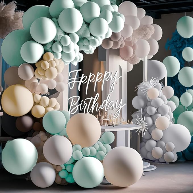 Dusty Blue Neutral Balloons, 12 Inchs Baby Blue White Apricot Grey Neutral Balloons for Birthday, Bridal Shower Baby Shower Wedding Party Decoration