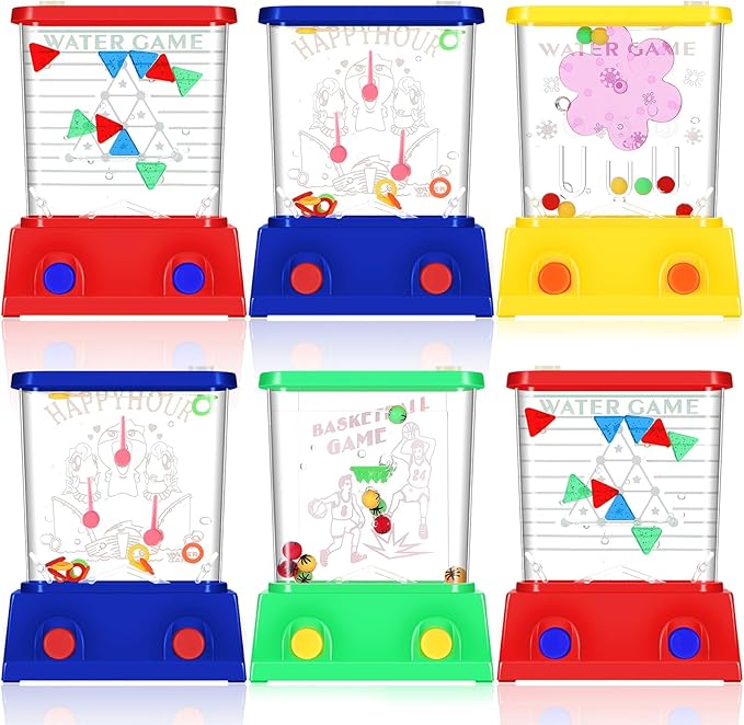 Sumind 6 Pack Mini Water Ring Toss Game for Kids, Retro 80s 90s Handheld Water Toy, Easter Basket Stuffers Bulk, Birthday Party Favors, Classroom Prize Toy(Stylish Style)