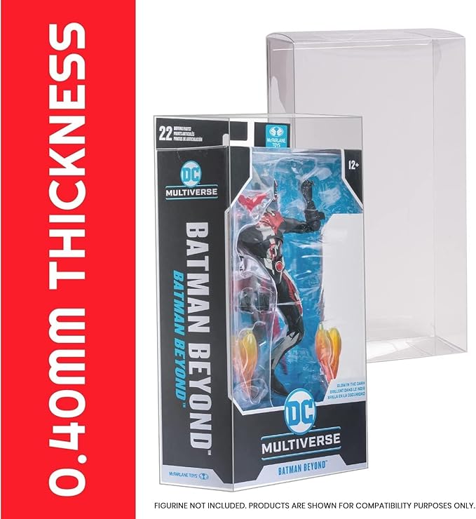 EVORETRO Action Figure Display Case Protector for McFarlane Dc Multiverse 7 in Figures, Warhammer 40k - 10 Pack - Thick 0.40mm Acid-Free PET Plastic, Sturdy, Ultra-Clear, Will Last for Years to Come