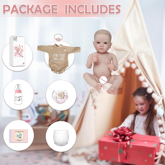 Realistic Reborn Baby Dolls - 20 Inch Cute Real Life Baby Girl Doll, Lifelike Newborn with Full Vinyl Body,Real Baby Dolls with Accessories for 3+ Years Old Kids Gifts