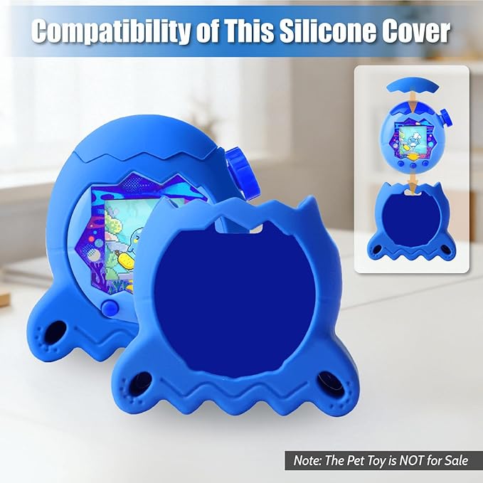 Silicone Case for Tamagotchi Paradise Electronic Pet, Protective Cover with Screen Protector and Lanyard for Tamagotchi Paradise Accessories (Blue)