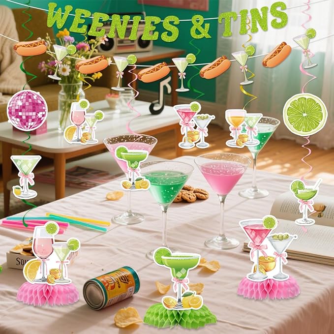 Weenies Tinis Martini Party Decorations Include Weenies Tinis Glitter Banners Hanging Swirls Honeycomb Centerpiece Hot Dog Weenies Tinis Theme Party Supplies For Bachelorette Party