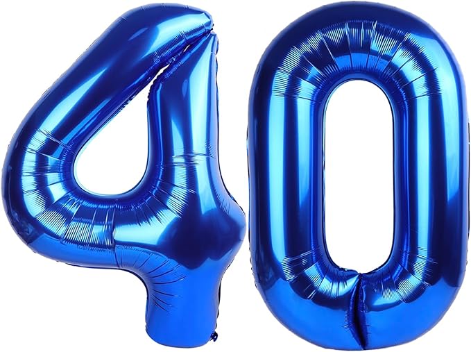 Navy Blue Number 40 Balloon 40 inch, 40 Number Balloons, 40th Navy Blue Birthday Decorations, 40 Year Old Women Men Blue Party Supplies