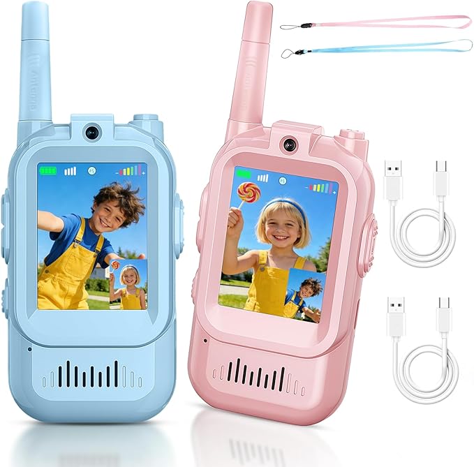 Video Walkie Talkies for Kids Rechargeable Kids Walkie-Talkie Children's Toys Suitable for Boys and Girls Aged 3-12, Birthday Gifts 2 Pack Easter Gifts