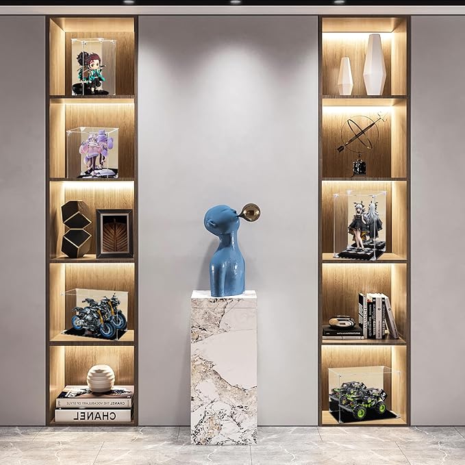 Acrylic Display Case for Collectibles Assemble Clear Acrylic Display Box with Mirrored Back, Alternative Glass Case for Action Figures Lego Model Doll Toys Display (10x10x10 inch; 25x25x25 cm)