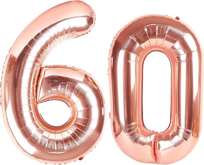 40 Inch Rose Gold Balloon Number 60 Balloon,Jumbo Mylar Foil Helium Balloon for 60 Digital Balloons for Birthday Party,Wedding Anniversary Party Decorations