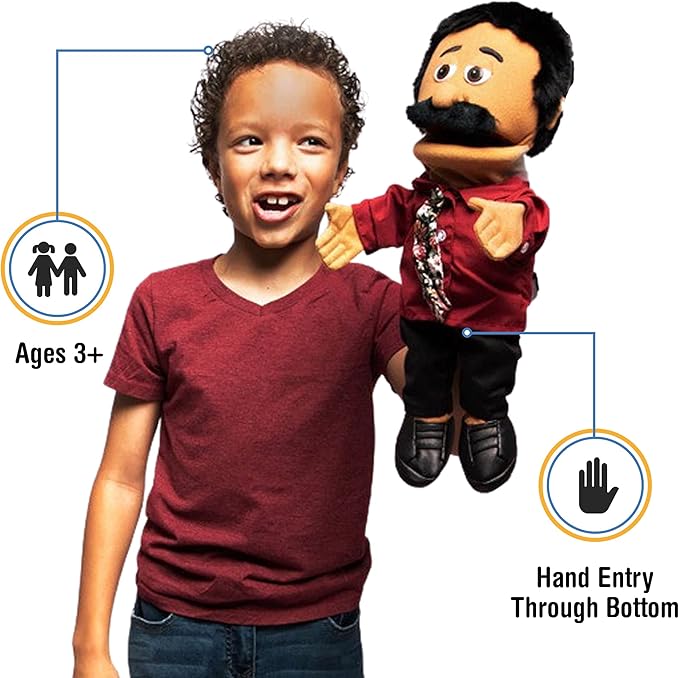 14" Carlos, Hispanic Dad/Businessman, Hand Puppet