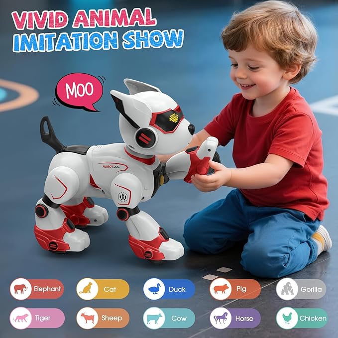 Robot Dog for Kids, Remote Control Dog with Voice Touch Interaction and lmitation Show, Programmable Gesture Sensing Dog Robot, Singing, Dancing, Talking, Smart Stunt Robot Dog Toy Gift for Boys Girls