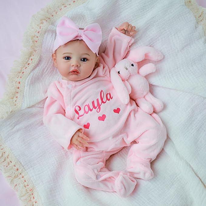 WOOROY Lifelike Reborn Baby Dolls - 18 Inch Real Baby Doll Girl Vinyl Body Realistic Newborn Real Life Baby Dolls with Open Eyes, Handmade Poseable, Gift with Doll Accessories for Kids 3+