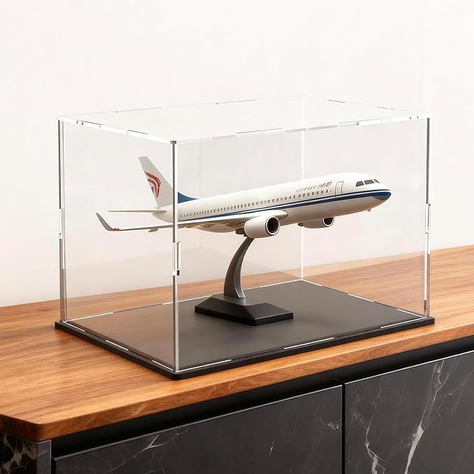 Large Acrylic Display Case for Figures, Clear Acrylic Box with Black Base for showcaseing Miniature, Toys Collectables and Dolls 16 (L) × 12 (W) × 10 (H) inch