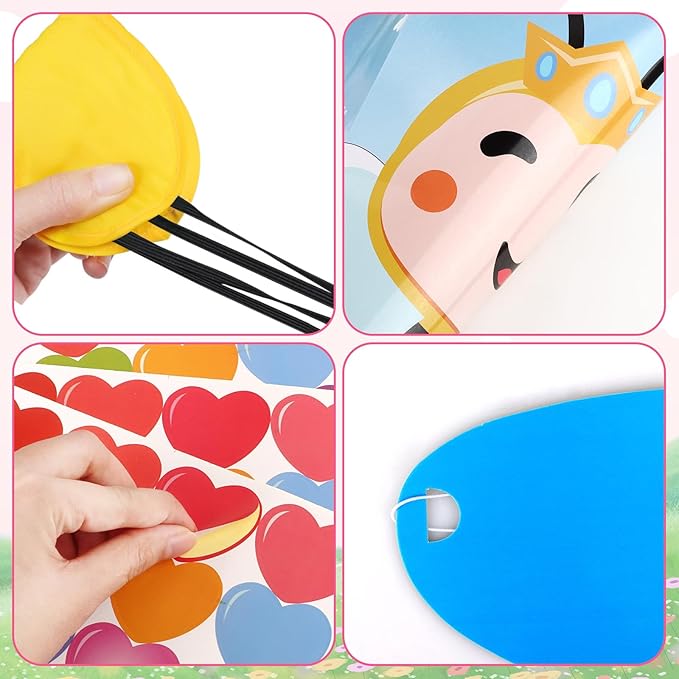 Hooqict Valentines Games for Kids Party Pin The Heart on The Bee Valentines Day Party Games Activities Galentines Day Decorations, Large Pin The Tail Poster with 36 Stickers