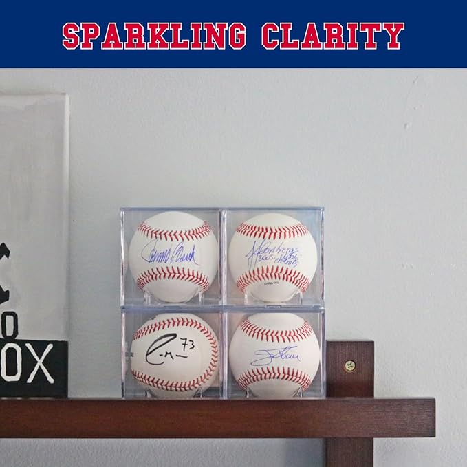 (2 Count) Display Zone Baseball Cube - Crystal Clear UV Protected Acrylic Display Case Box - Autographed Game Ball Holder (Fits Official Size MLB Ball) - Signed Baseball Memorabilia Storage