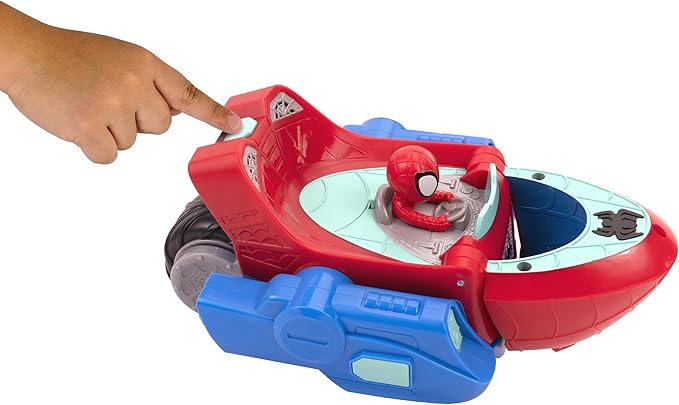 MARVEL Spidey and His Amazing Friends Spidey Transforming Web-Wave Cruiser - 9-Inch 2-In-1 Vehicle with Free Wheels and Web Dart Launchers