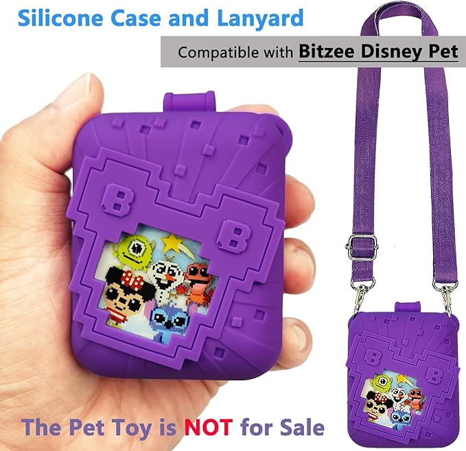 JCHPINE Silicone Cover Case for Bitzee Disney Interactive Digital Pet and Case, Protective Skin Sleeve for Bitzee Disney Virtual Electronic Pets (Purple)