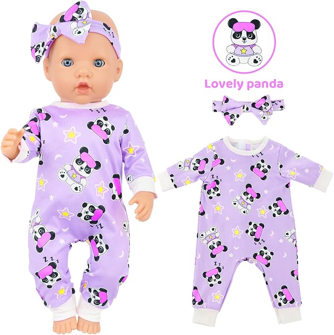 K.T. Fancy 5 Sets Baby Doll Accessories and Baby Doll Clothes with Butterfly Headbands for 14-18 Inch Dolls,10 Pcs in Total