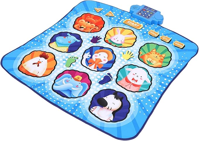 Dance Mat, 9 Key Wireless Electronic Dance Pad Anti Slip Interactive Music Game Toys Pad Battery Powered for Girls and Boys (Blue)